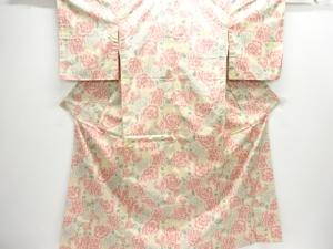 未使用品　牡丹・菊模様織り出し手織り紬着物